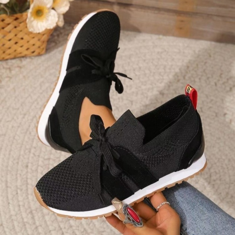 New Black Knit Breathable Wome - Wide Toe Box Running Sneakers ulasan dan harga