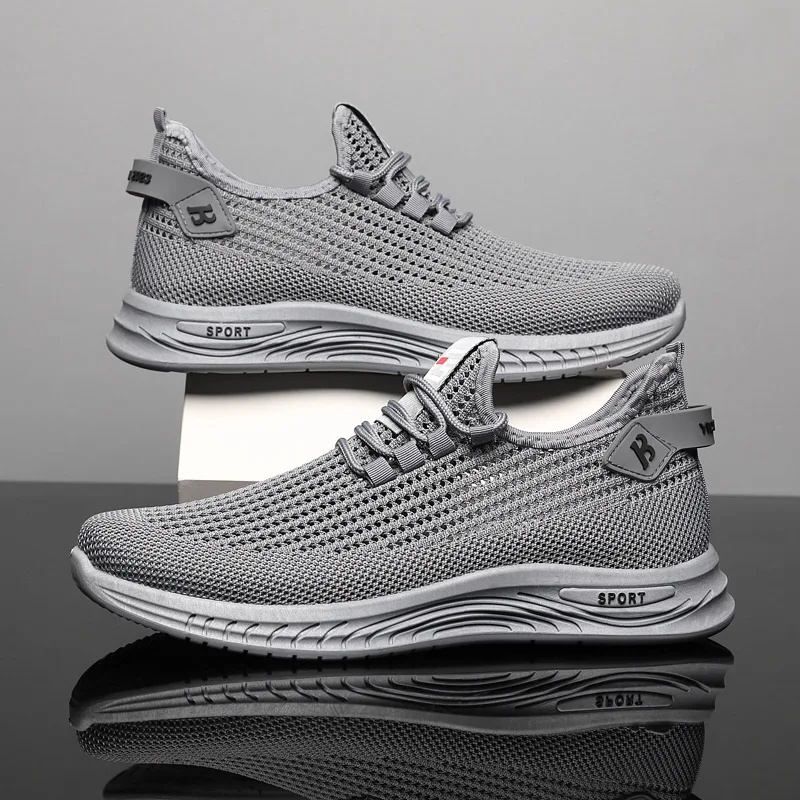 Men Mesh Knit Running Sneakers - Shock Absorbing Gym Trainers ulasan dan harga