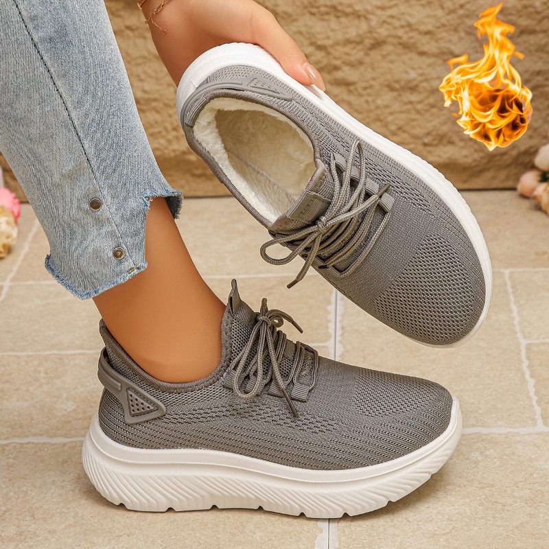 2027 Women's Outdoor Walking S - Knit Fabric Lace Up Sneakers ulasan dan harga
